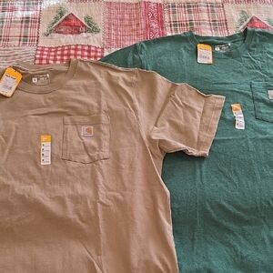 Carhartt Men's Tan&Green Pocket T-Shirts.New With Tags. Short Sleeve. XL Men